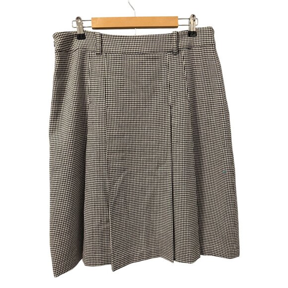 Jones New York Signature Wool Blend Houndstooth Pleated Skirt Size 12 Black & Wh - Picture 12 of 12